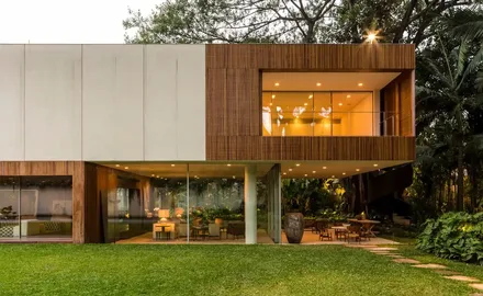 luxury new build Brazilian home with oversized sliding glass doors main image